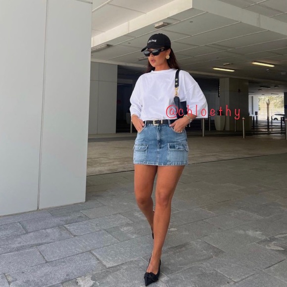 Zara DENIM CARGO SKIRT TRF - Picture 9 of 16